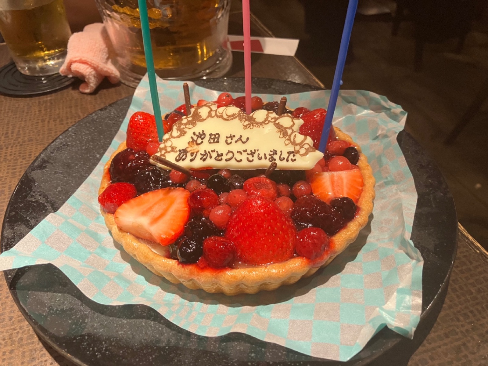 花束を遠慮したら用意してくれたケーキ